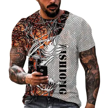 Yaz Moda T shirt Erkek 3D Baskı Sazan Desen T Shirt Büyük Boy erkek giyim Kısa Kollu O-Boyun Ücretsiz Kargo чутболка