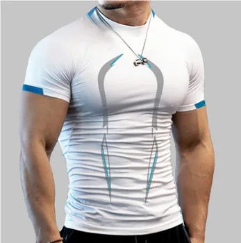 Yaz Spor Gömlek Spor T Shirt Erkek Hızlı Kuru Koşu Gömlek Erkekler Egzersiz Tees Spor Üstleri Büyük Boy kısa kollu tişört Elbise