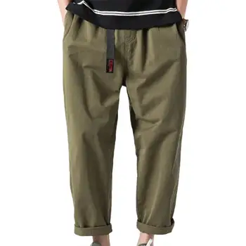 Yazlık pantolonlar Erkekler Artı Boyutu Pamuk Karışımı Katı Çok Cepler Kemer Mektup Baskı erkek kargo pantolon harem pantolon Streetwear Spor