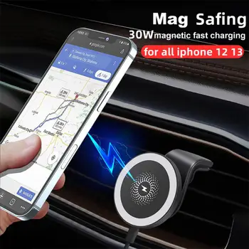 Yeni 30W Araba Manyetik Qi Hızlı Kablosuz Şarj Tutucu Magsafe Serisi iPhone 11 12 13 Pro Max Mini Araç Şarj Telefon Standı