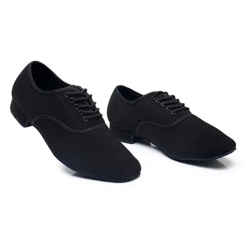 Yeni Erkekler Modern Dans Ayakkabıları Tuval Latin / Salsa / Tango / Balo Salonu Kauçuk / Yumuşak Taban 2.5 cm Topuklu Adam dans ayakkabıları Erkekler için / Erkek Siyah