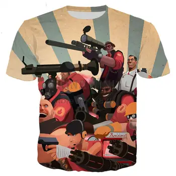 Yeni Gelmesi Oyun Team Fortress 2 T Shirt Erkek Kadın 3D Baskılı Yenilik Moda Tişört Hip Hop Streetwear Casual Yaz Tee