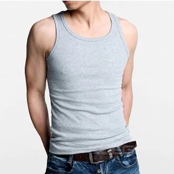 Yeni Moda Erkekler Kas Kolsuz Ince Tee Gömlek Tank Top Vücut Geliştirme Fitness Yelek Şık Erkek Skinny Tank Tops