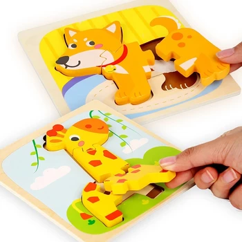 Yeni Renkli Dinozor 3D Bulmaca Ahşap Oyuncak Bulmacalar Çocuklar için Ahşap Yapboz Tahtası Bebek Eğitici öğretici oyuncaklar Çocuk Hediyeler için