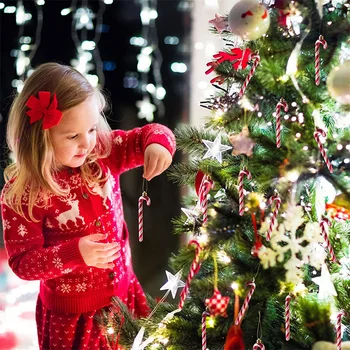 Yeni Yıl 2022 12 adet / grup Noel Ağacı Şeker Kamışı Asılı Süsleme Dekorasyon Noel ev Partisi Dekoru yılbaşı dekoru Navided