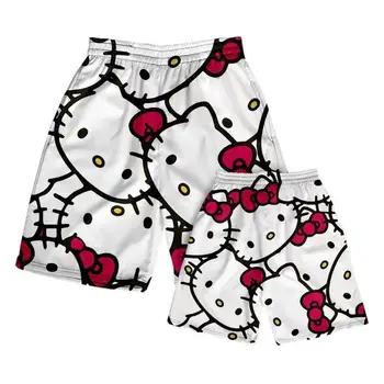 YENİ Kawaii Sanrio Hello Kitty Rahat Şort Sevimli Karikatür Kuromi Y2K Yumuşak Elastik Gevşek spor tişört plaj pantolonları Tatil Hediyeler