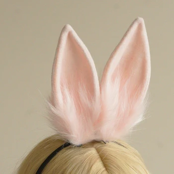 Yüksek kaliteli Orijinal Tasarım Tavşan Kulak Sevimli Kawaii Tavşan Kafa Bandı Harajuku El Yapımı KC Kabarık Tavşan Hayvan Kulaklar Lolita