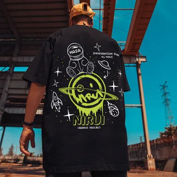 ZAZOMDE Gülen Baskı T-Shirt Erkekler 2022 Yaz Hip Hop Streetwear Yaratıcı Tişörtleri Harajuku Pamuk Tees Tops Kısa Kollu 5XL
