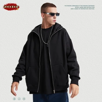 ZODF Şık 2022 Ninja Tarzı Fermuar Hoodies Streetwears Erkekler İçin Unisex Büyük Boy Yüksek Sokak 350gsm Tişörtü Kazak HY0289