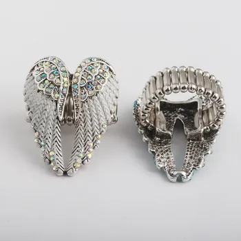 ZRM Moda Charm Melek Kanatları Ayarlanabilir Yüzük Kadın erkek Takı noel hediyesi Antik Altın Renk yapay elmas yüzük