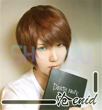 Ölüm notu Yagami ışık Cosplay peruk altın kahverengi ısıya dayanıklı saç Peluca kostüm peruk + peruk kap