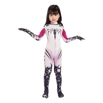 Örümcek Gwen kız Cosplay Kostümleri Spandex Spderman Hoodies Başlık Kostümleri Cadılar Bayramı için Uygun 24 Saat Sevk