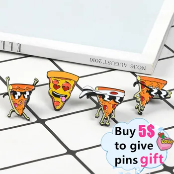 Özel Sevimli Gıda Pizza Emaye Pin Komik Güneş Gözlüğü Hachimaki Kafa Bandı yaka İğneler broşlar Takı Arkadaş için Hediye Toptan